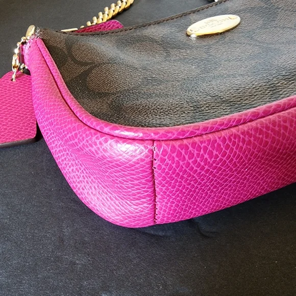 Coach Signature Brown & Pink Mini Bag/Wristlet, EUC - 2015 - Picture 4 of 12